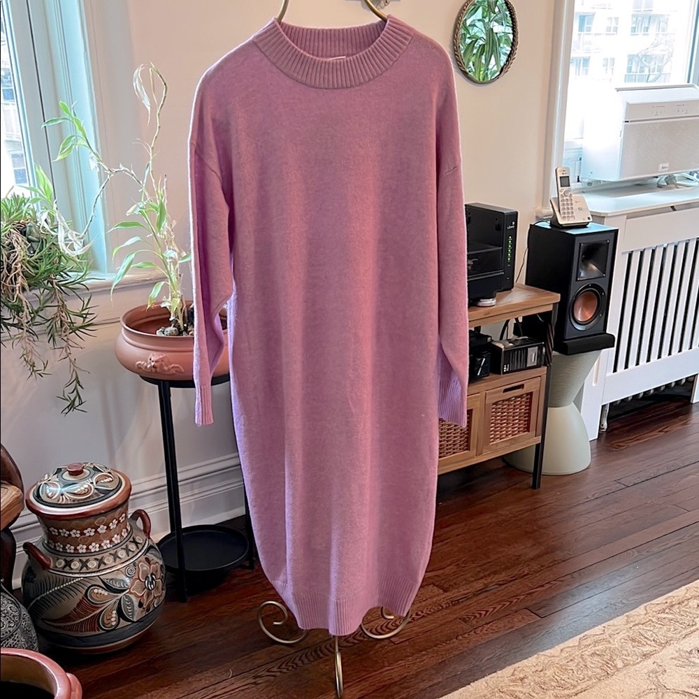 Monki Lilac Crewneck Knit Sweater Dress